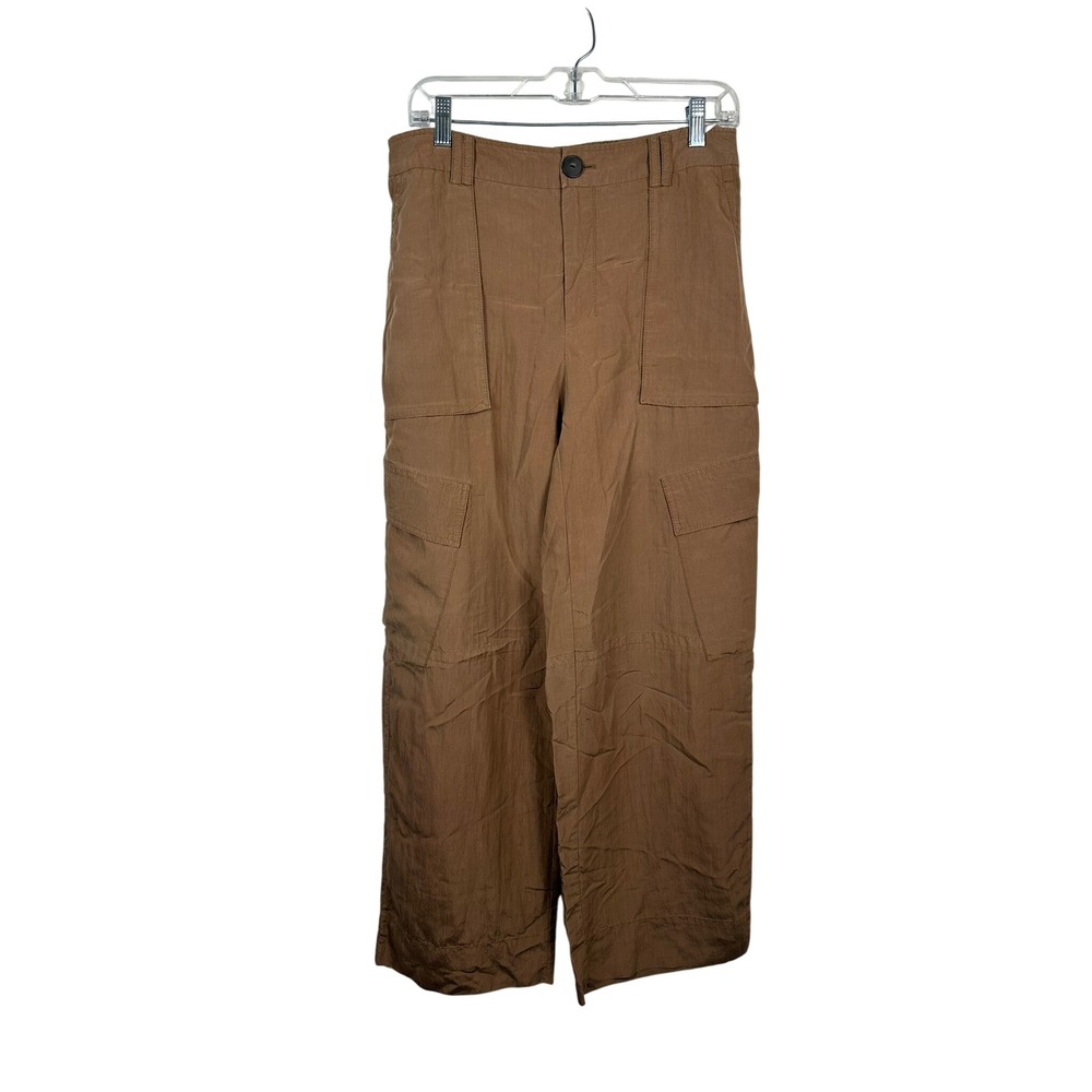 Vince Cargo Pants Women 8 Brown Very Good Tencel Wide Leg Utility 3287